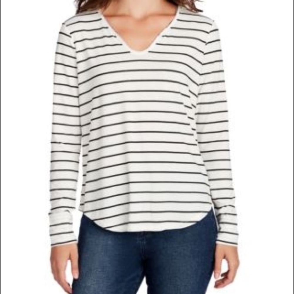 William Rast White/Black Stripped Womens Blouse